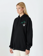 Unisex Siyah Nakışlı Oversize Sweatshirt - Organik Pamuklu Happy New Year