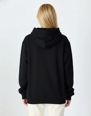Unisex Siyah Nakışlı Oversize Sweatshirt - Organik Pamuklu Happy New Year