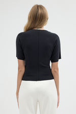 Kadın Yuvarlak Yaka Slim Fit Siyah Modal Tişört