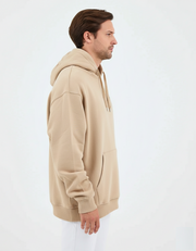 Unisex Bej Nakışlı Oversize Sweatshirt - Organik Pamuklu Happy New Year