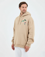 Unisex Bej Nakışlı Oversize Sweatshirt - Organik Pamuklu Happy New Year