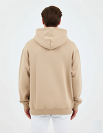 Unisex Bej Nakışlı Oversize Sweatshirt - Organik Pamuklu Happy New Year