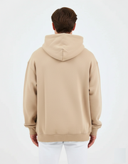 Unisex Bej Nakışlı Oversize Sweatshirt - Organik Pamuklu Happy New Year
