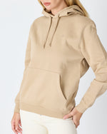 Unisex Bej Nakışlı Kapüşonlu Organik Pamuk Recycled Polyester Standart Kalıp Sweatshirt
