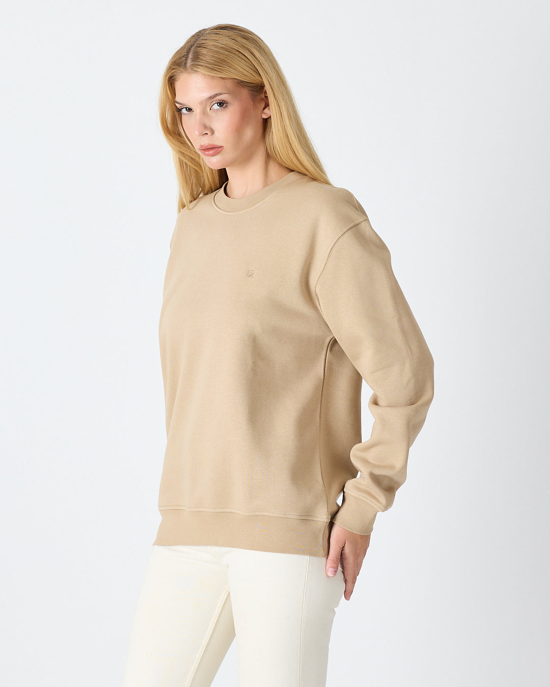Unisex Kum Beji Nakışlı Organik Pamuk Standart Kalıp Sweatshirt