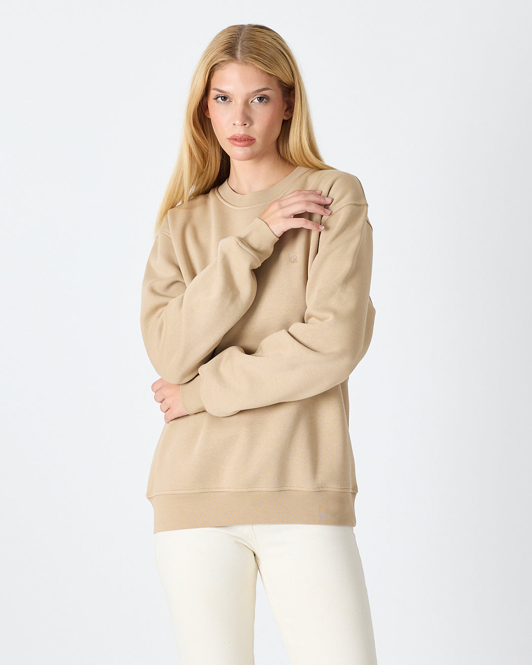 Unisex Kum Beji Nakışlı Organik Pamuk Standart Kalıp Sweatshirt