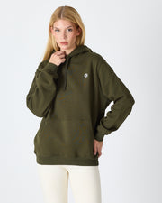 Unisex White Logo Organic Cotton Standard Fit Hoodie -1031225