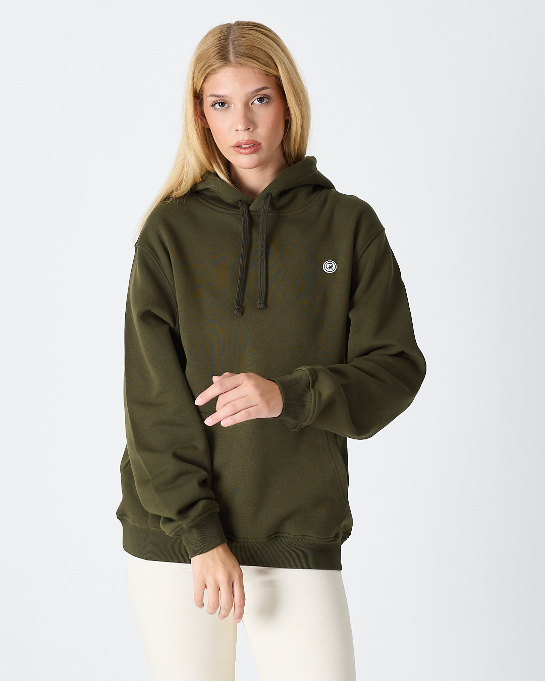 Unisex White Logo Organic Cotton Standard Fit Hoodie -1031225