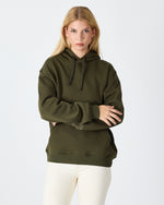 Unisex Haki Nakışlı Organik Pamuklu Kapüşonlu Standart Kalıp Sweatshirt