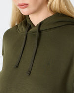 Unisex Haki Nakışlı Organik Pamuklu Kapüşonlu Standart Kalıp Sweatshirt