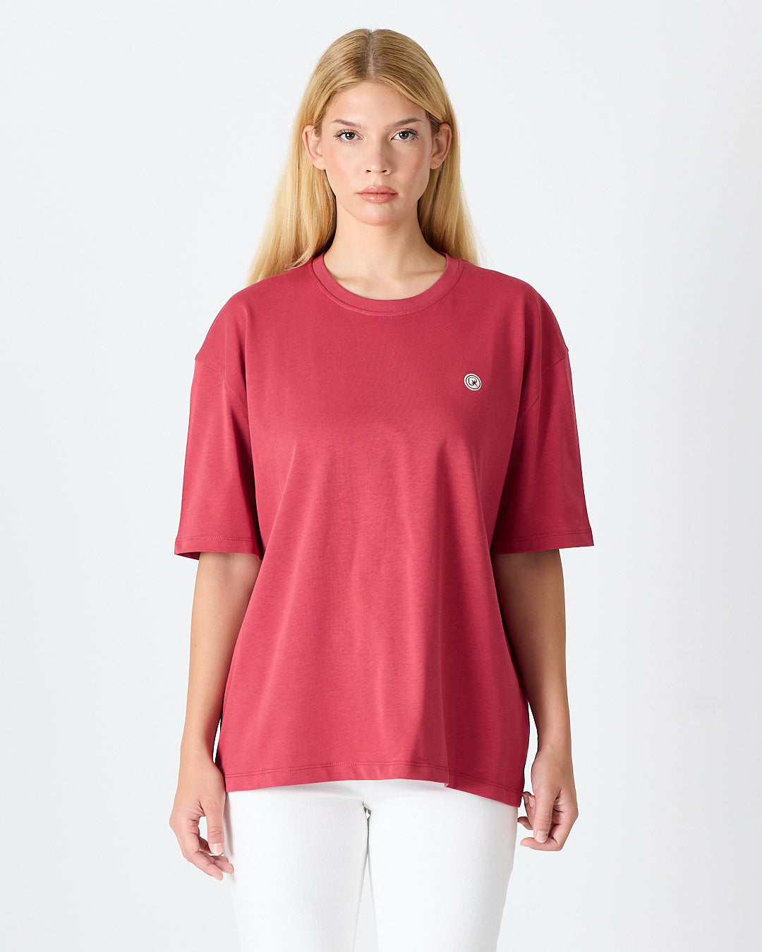 Unisex White Appliqué Logo Detail Oversize Organic Cotton T-Shirt -10305R16