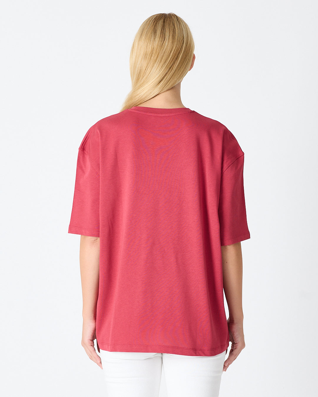 Unisex White Appliqué Logo Detail Oversize Organic Cotton T-Shirt -10305R16