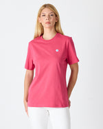 Unisex White Applique Logo Organic Cotton Standard Fit Crew Neck T-shirt-10302C17