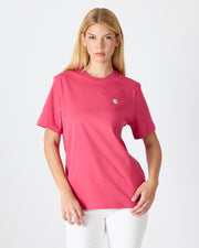 Unisex White Applique Logo Organic Cotton Standard Fit Crew Neck T-shirt-10302C17