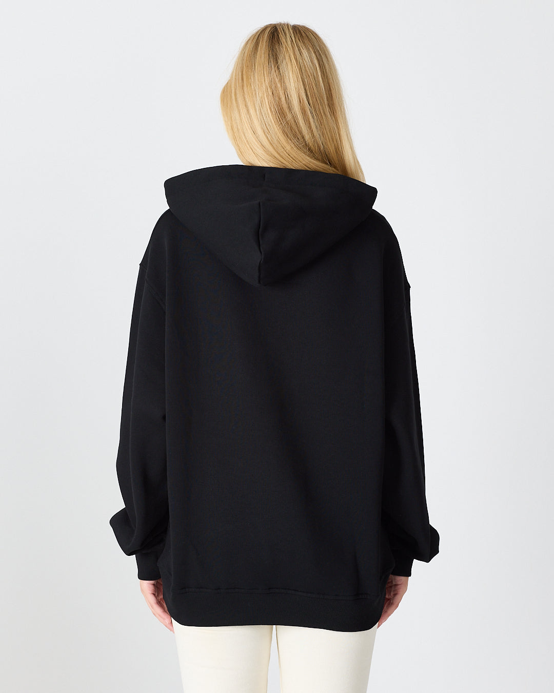 Unisex Silver Embroidered Hooded Organic Cotton Oversize Sweatshirt-1011403