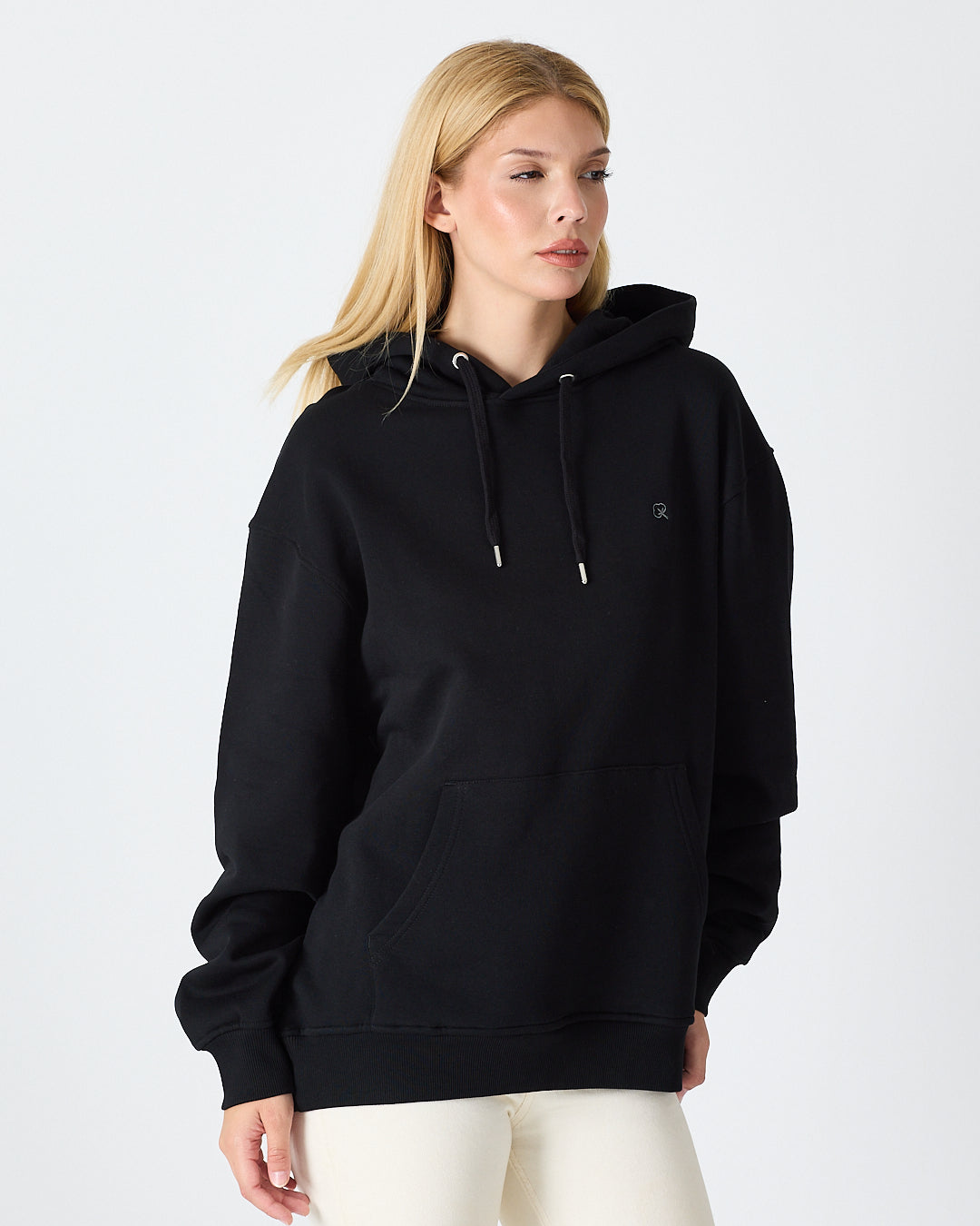 Unisex Silver Embroidered Hooded Organic Cotton Oversize Sweatshirt-1011403