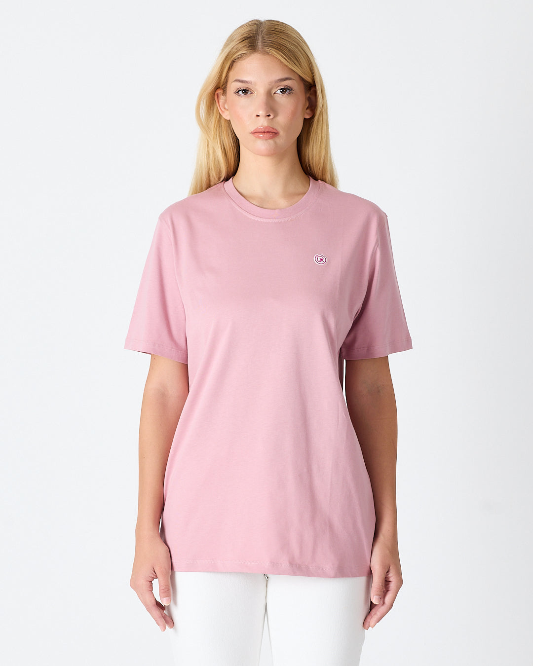 Unisex Lilac Contrast Appliqué Logo Detail Standard Fit Organic Cotton T-Shirt - 10302C14