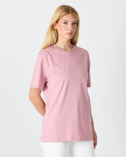 Unisex Lilac Contrast Appliqué Logo Detail Standard Fit Organic Cotton T-Shirt - 10302C14