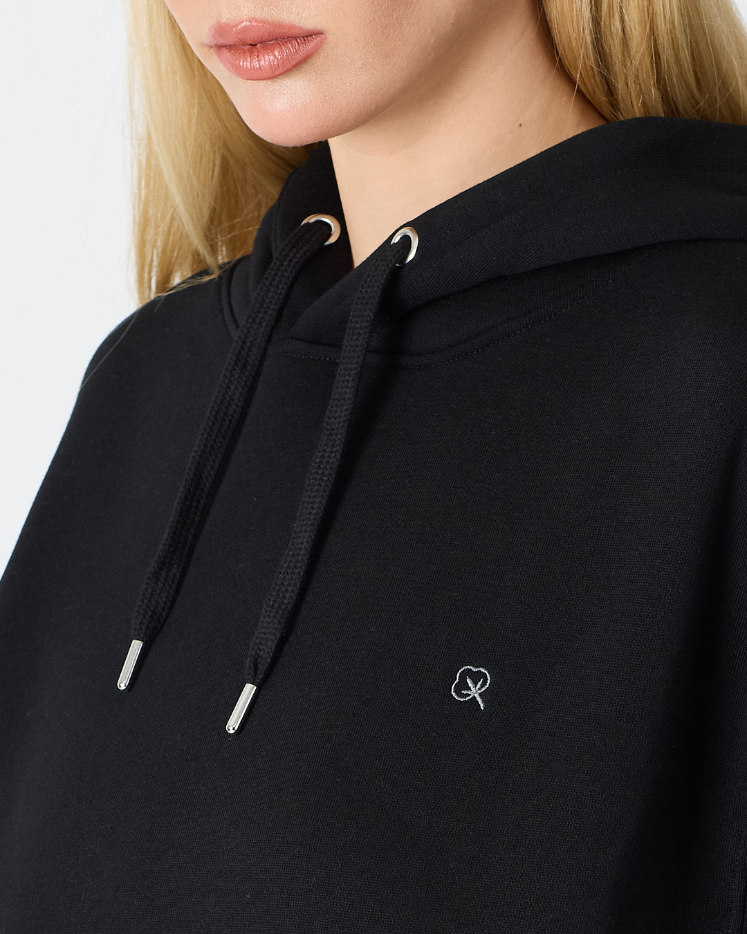 Unisex Silver Embroidered Hooded Organic Cotton Oversize Sweatshirt-1011403