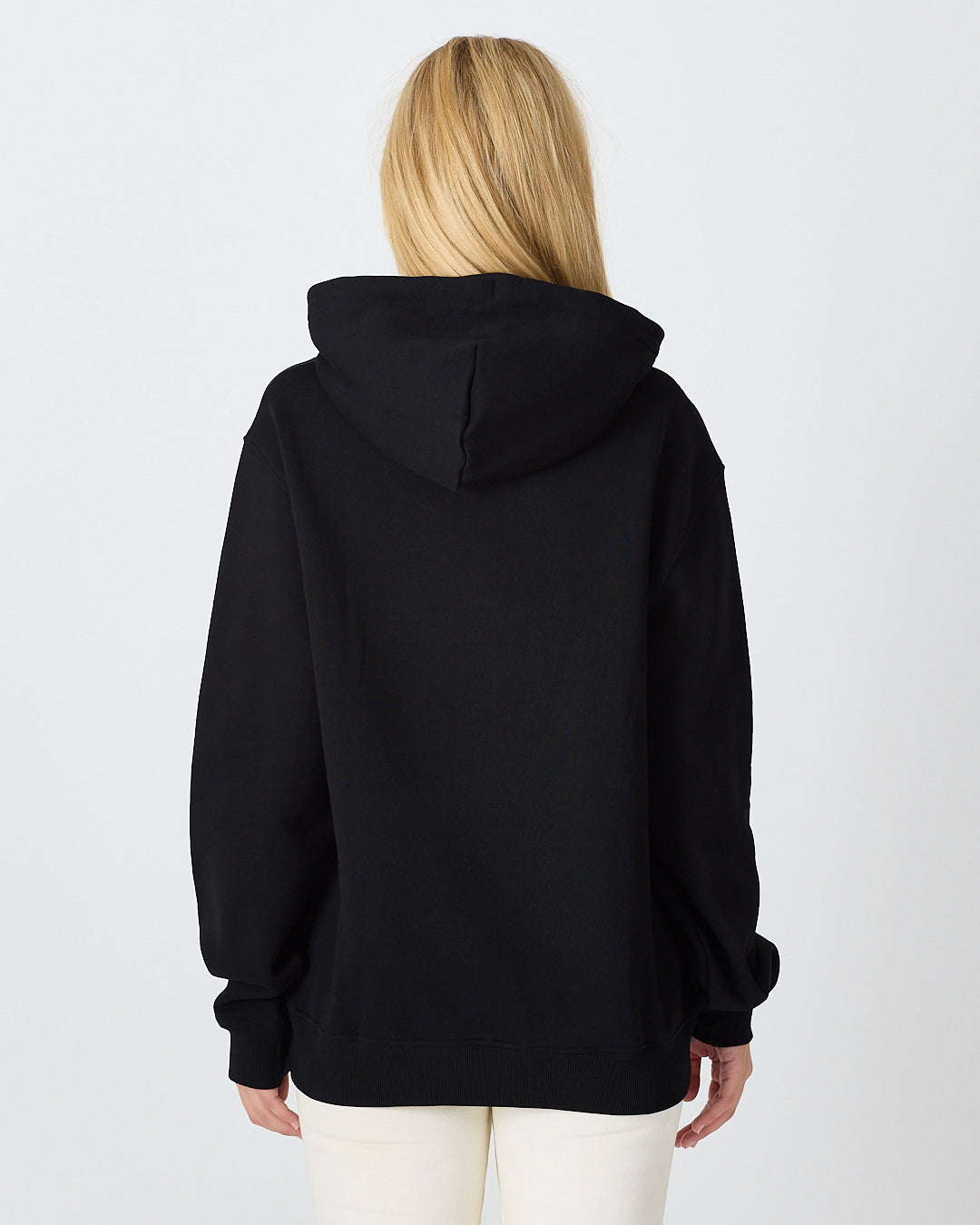 Unisex Black Embroidered Hooded Organic Cotton Standard Fit Sweatshirt -1011203