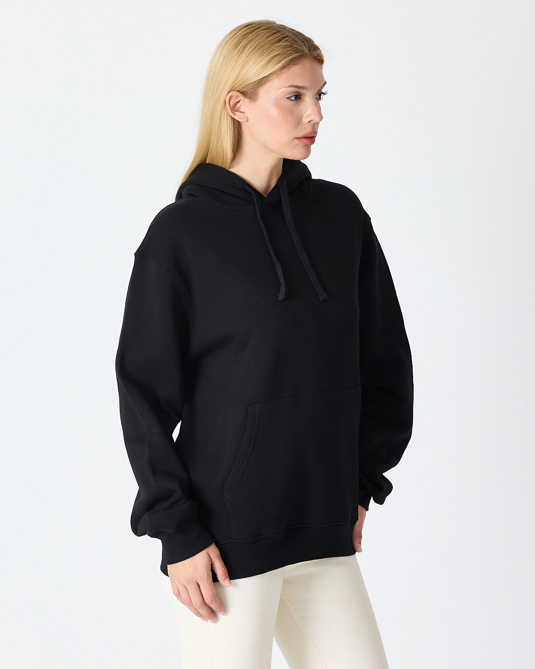 Unisex Black Embroidered Hooded Organic Cotton Standard Fit Sweatshirt -1011203