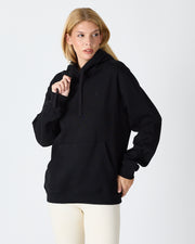 Unisex Black Embroidered Hooded Organic Cotton Standard Fit Sweatshirt -1011203