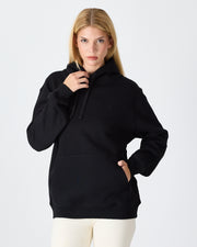 Unisex Black Embroidered Hooded Organic Cotton Standard Fit Sweatshirt -1011203