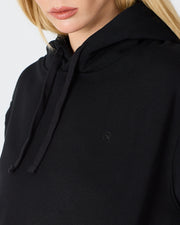 Unisex Black Embroidered Hooded Organic Cotton Standard Fit Sweatshirt -1011203