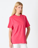 Unisex Red Embroidered Standard Fit Crew Neck Organic Cotton T-Shirt-1010217