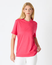 Unisex Red Embroidered Standard Fit Crew Neck Organic Cotton T-Shirt-1010217