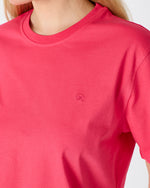 Unisex Red Embroidered Standard Fit Crew Neck Organic Cotton T-Shirt-1010217