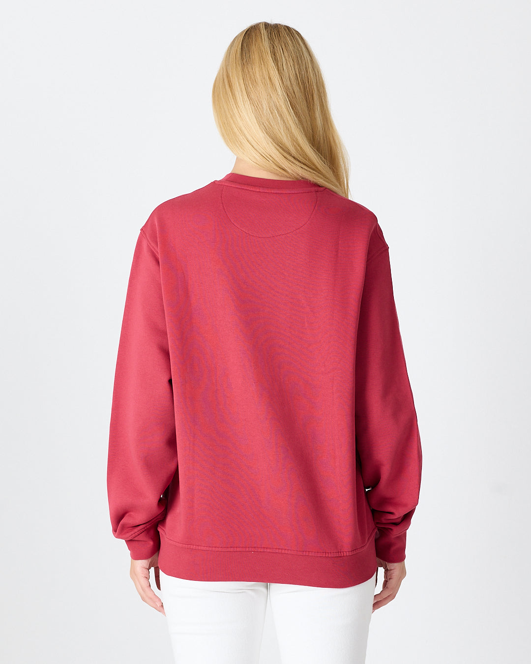 Unisex White Logo Organic Cotton Crew Neck Relaxed Fit Sweatshirt-1031153