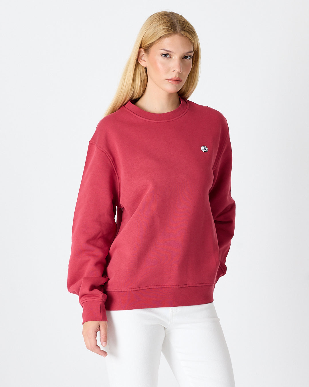 Unisex White Logo Organic Cotton Crew Neck Relaxed Fit Sweatshirt-1031153