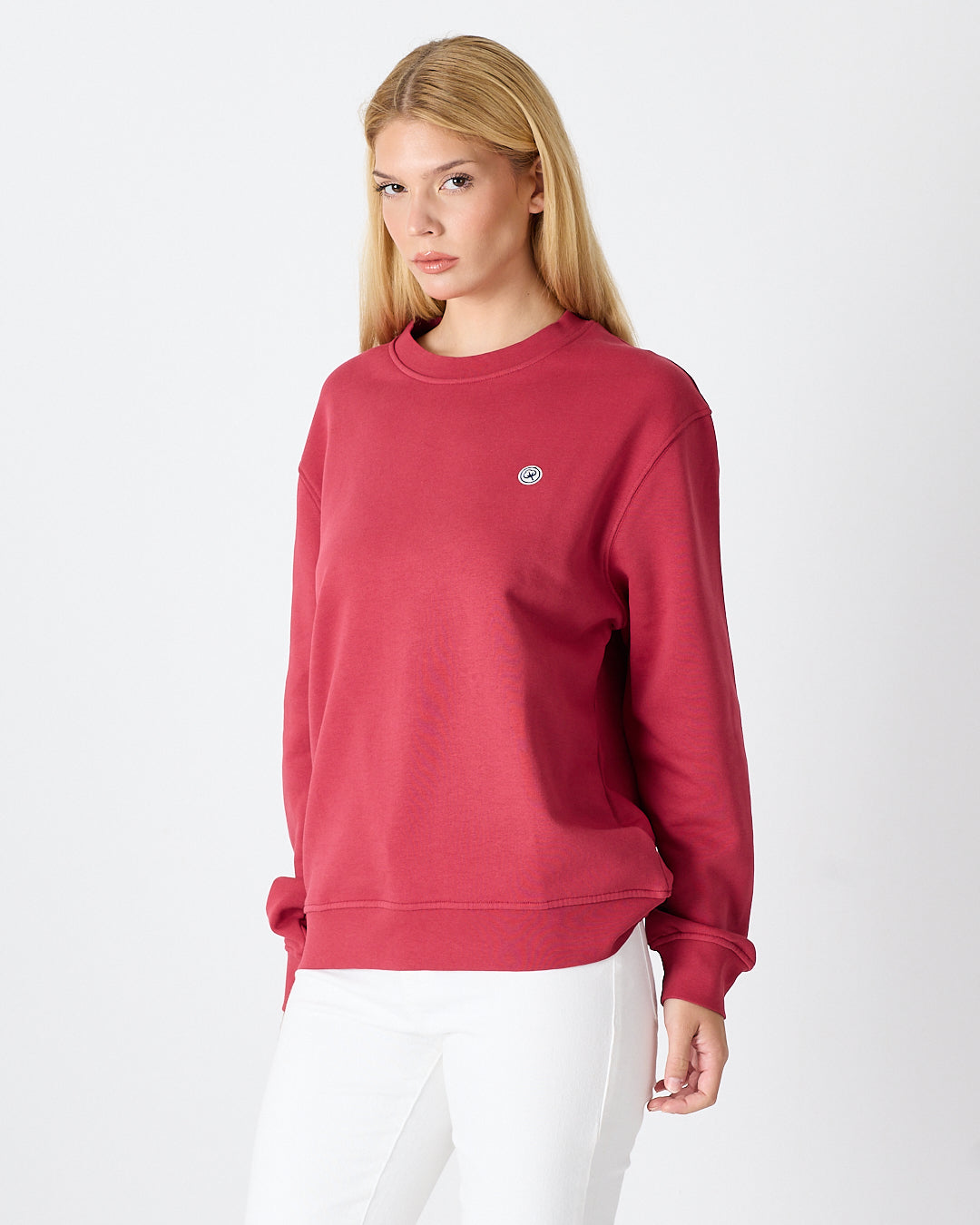 Unisex White Logo Organic Cotton Crew Neck Relaxed Fit Sweatshirt-1031153