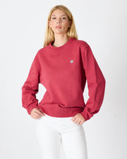 Unisex White Logo Organic Cotton Crew Neck Relaxed Fit Sweatshirt-1031153