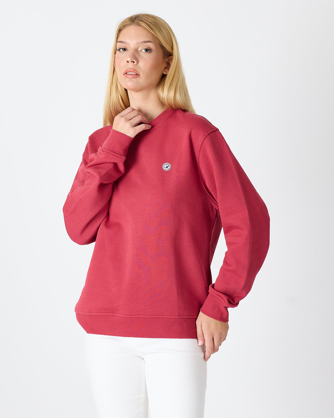 Unisex White Logo Organic Cotton Crew Neck Relaxed Fit Sweatshirt-1031153