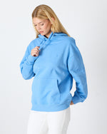 Unisex Mavi Nakışlı Kapüşonlu Organik Pamuk Oversize Sweatshirt