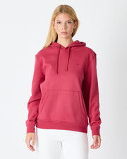 Unisex Bordo Nakışlı Kapüşonlu Organik Pamuk Recycled Polyester Standart Kalıp Sweatshirt