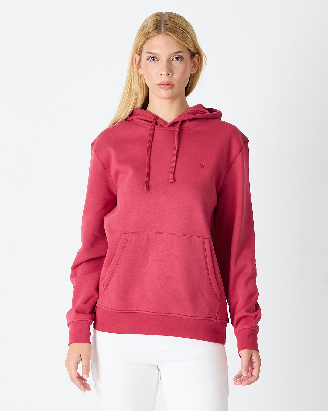 Unisex Bordo Nakışlı Kapüşonlu Organik Pamuk Recycled Polyester Standart Kalıp Sweatshirt