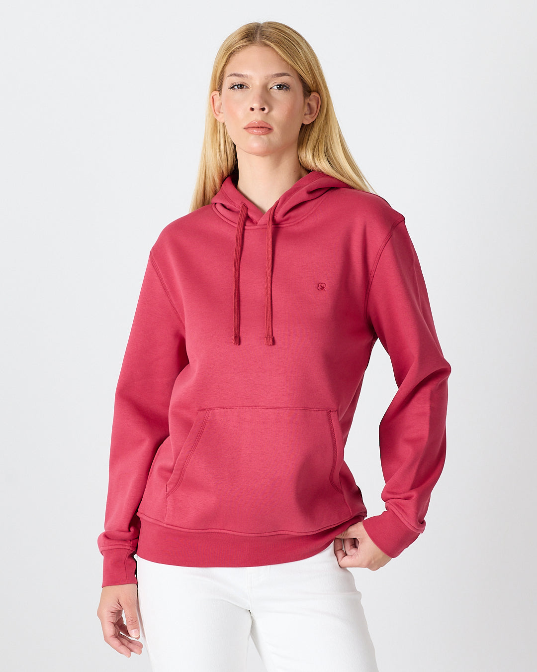 Unisex Bordo Nakışlı Kapüşonlu Organik Pamuk Recycled Polyester Standart Kalıp Sweatshirt
