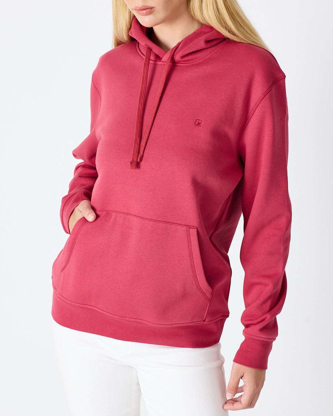 Unisex Bordo Nakışlı Kapüşonlu Organik Pamuk Recycled Polyester Standart Kalıp Sweatshirt
