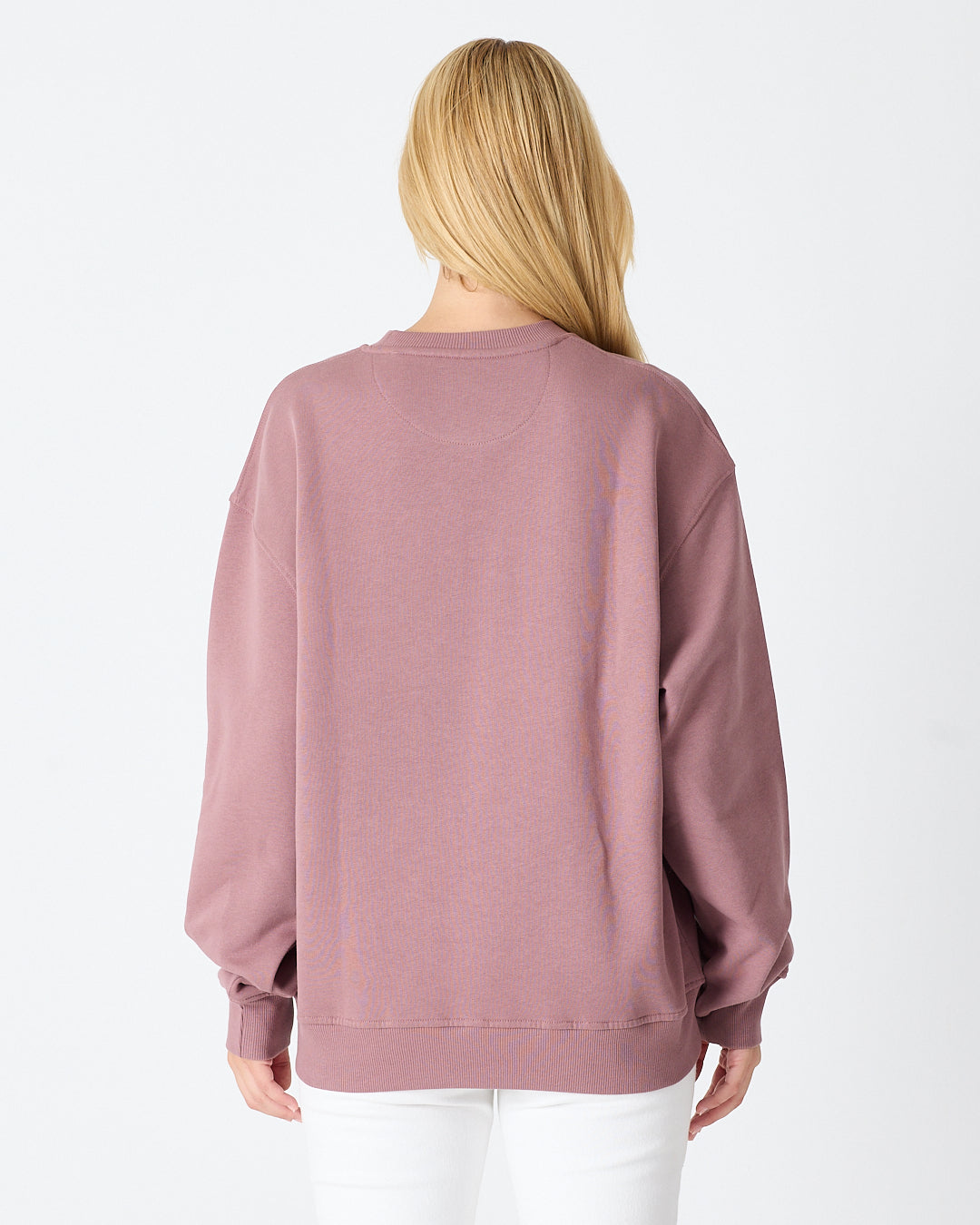 Unisex Gül Kurusu Nakışlı Bisiklet Yaka Organik Pamuk Oversize Sweatshirt