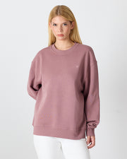 Unisex Gül Kurusu Nakışlı Bisiklet Yaka Organik Pamuk Oversize Sweatshirt