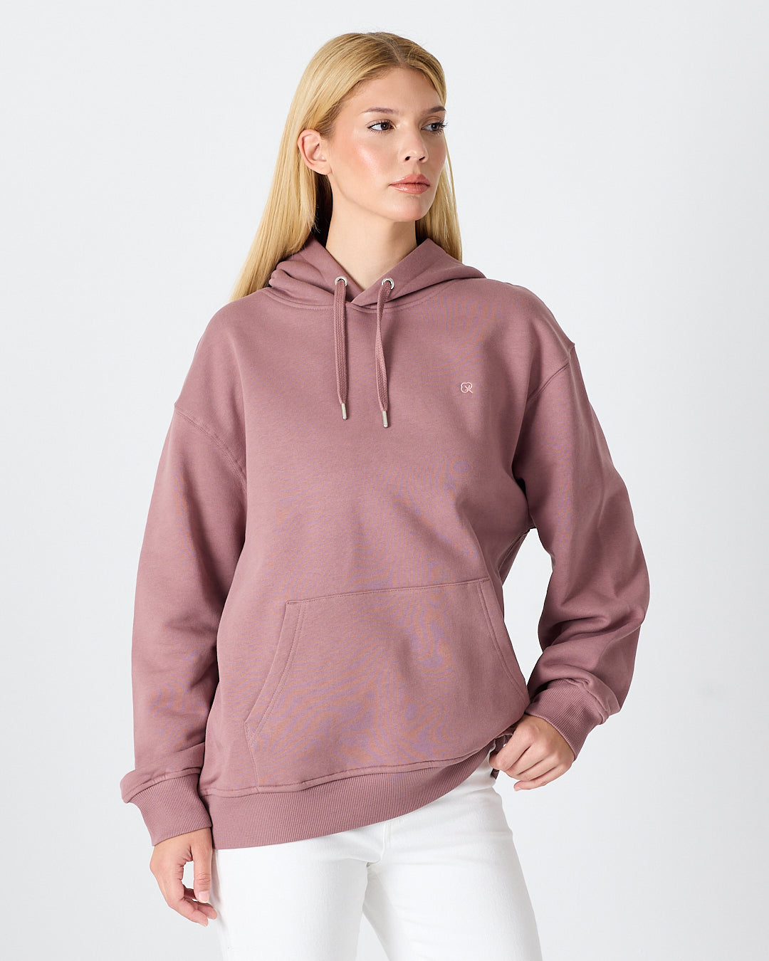 Unisex Gül Kurusu Nakışlı Kapüşonlu Organik Pamuk Oversize Sweatshirt