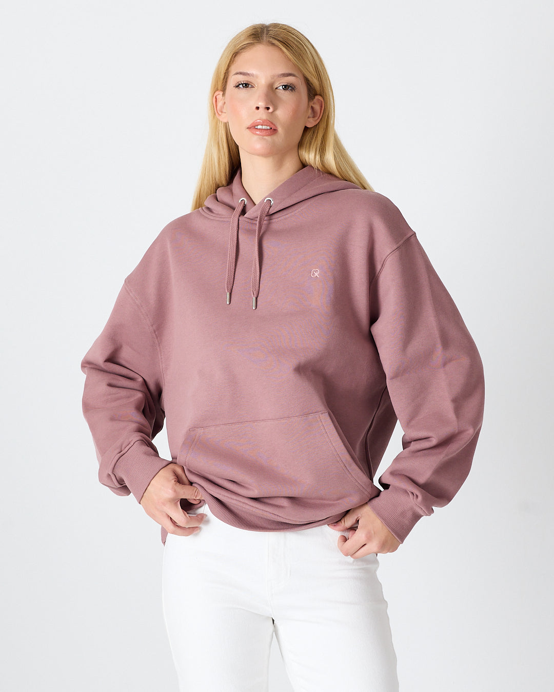 Unisex Gül Kurusu Nakışlı Kapüşonlu Organik Pamuk Oversize Sweatshirt