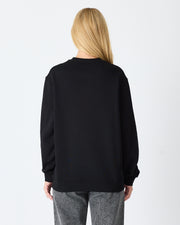 Unisex Siyah Yeşil Nakışlı Bisiklet Yaka Organik Pamuk Rahat Kalıp Sweatshirt