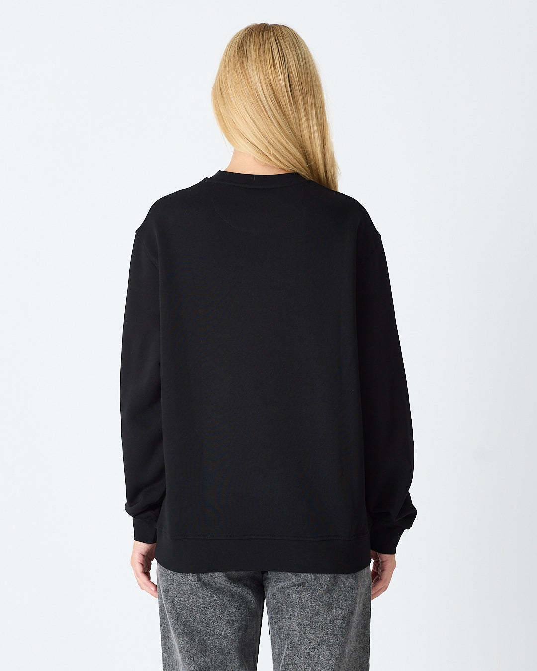 Unisex Siyah Yeşil Nakışlı Bisiklet Yaka Organik Pamuk Rahat Kalıp Sweatshirt