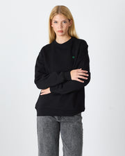 Unisex Siyah Yeşil Nakışlı Bisiklet Yaka Organik Pamuk Rahat Kalıp Sweatshirt