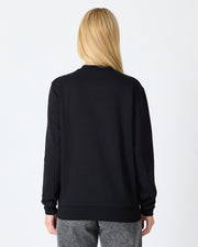 Unisex Siyah Gümüş Nakış Standart Kalıp Organik Pamuklu Sweatshirt