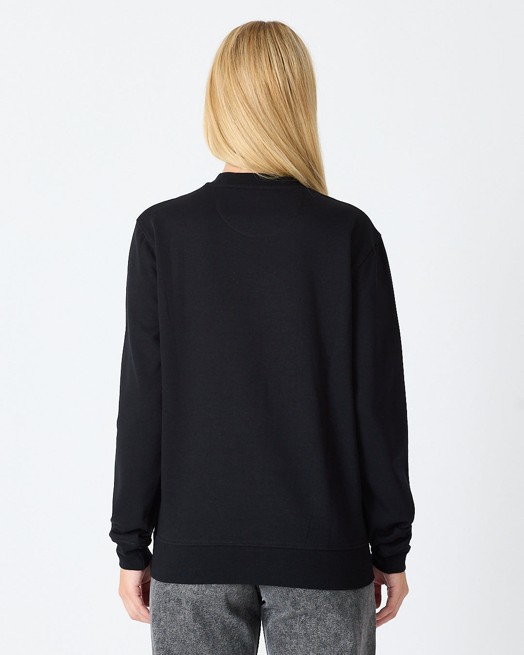 Unisex Siyah Gümüş Nakış Standart Kalıp Organik Pamuklu Sweatshirt